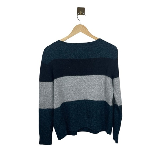 American Eagle Fuzzy Crewneck Colorblock Sweater in Teal/Grey/Black Size S - Picture 6 of 8